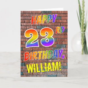 落書きによってインスパイア虹の一見の幸せな第23誕生日 カード