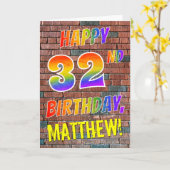 落書きによってインスパイア虹の一見の幸せな第32誕生日 カード (黄色い花)