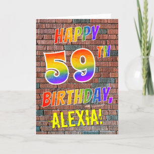 落書きによってインスパイア虹の一見の幸せな第59誕生日 カード