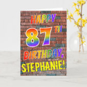 落書きによってインスパイア虹の一見の幸せな第87誕生日 カード (黄色い花)