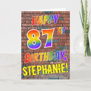 落書きによってインスパイア虹の一見の幸せな第87誕生日 カード