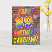 落書きによってインスパイア虹の一見の幸せな第89誕生日 カード (黄色い花)