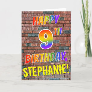 落書きによってインスパイア虹の一見の幸せな第9誕生日 カード