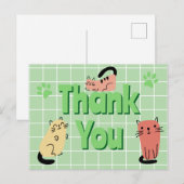 落書きねこグリーンありがとう ポストカード (正面/裏面)