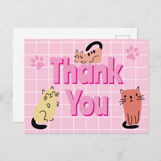 落書きねこ感謝カード ポストカード (正面/裏面)