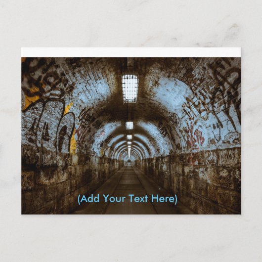 落書きのある列車トンネル ポストカード (正面)