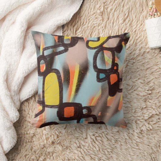 落書きのはっきりしたで抽象的な近代美術の枕 クッション (ブランケット)