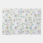 落書きのアルパカパターン キッチンタオル (横)