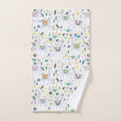 落書きのアルパカパターン バスタオルセット (ハンドタオル)