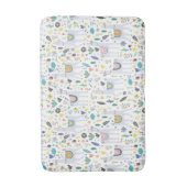 落書きのアルパカパターン バスマット (正面縦)