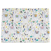 落書きのアルパカパターン ラージペーパーバッグ (正面)