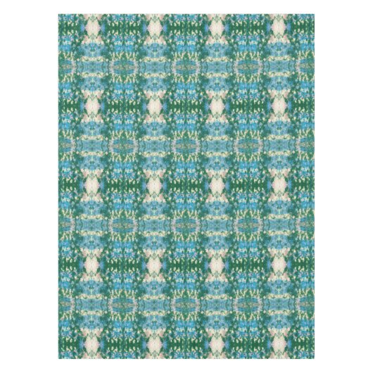 落書きのイカット|の青い水の緑 テーブルクロス (正面)