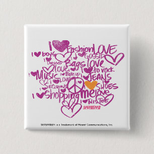 落書きのオレンジか紫色 缶バッジ