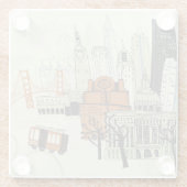 落書きのサンフランシスコ場面 ガラスコースター (裏面)