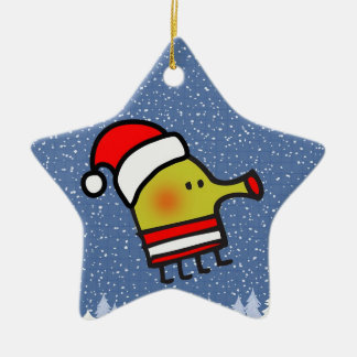 落書きのジャンプのクリスマスの星 セラミックオーナメント