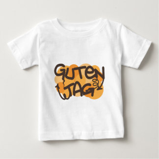 落書きのスタイルのGutenのラベルのドイツ語こんにちは ベビーTシャツ