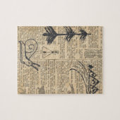 落書きのセピア色の黒の旧式な辞書のページ ジグソーパズル (横)