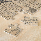 落書きのセピア色の黒の旧式な辞書のページ ジグソーパズル (側面)