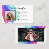 落書きのソーシャルメディアアイコン青い水彩写真 コーリングカード (正面/裏面)