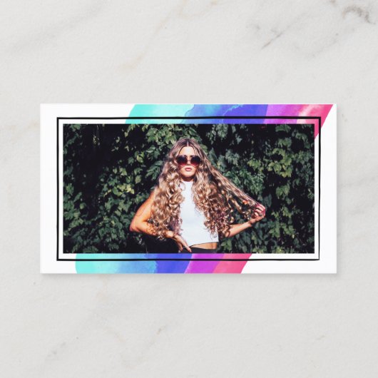 落書きのソーシャルメディアアイコン青い水彩写真 コーリングカード (裏面)