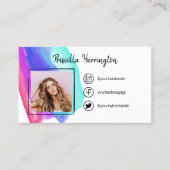 落書きのソーシャルメディアアイコン青い水彩写真 コーリングカード (正面)