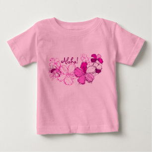 落書きのハイビスカスのハワイアンアロハ ベビーTシャツ