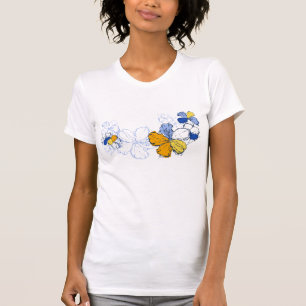 落書きのハイビスカスの女性ティー Tシャツ