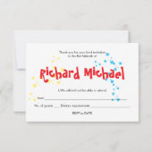 落書きのバー（ユダヤ教の）バル・ミツバーRSVP 出欠カード (裏面)