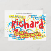 落書きのバー（ユダヤ教の）バル・ミツバーRSVP 出欠カード (正面/裏面)