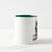 落書きのフクロウのマグ ツートーンマグカップ (中央)