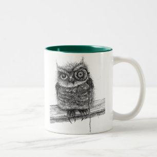 落書きのフクロウのマグ ツートーンマグカップ