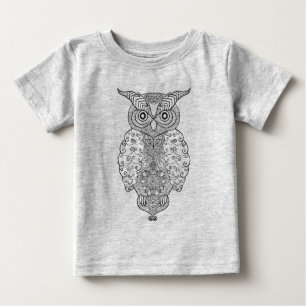 落書きのフクロウ ベビーTシャツ