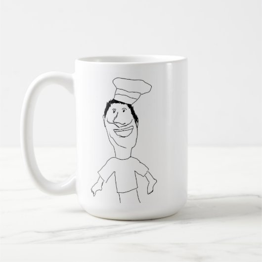落書きのマグ-彼はちょうどピザを作りたいと思いました コーヒーマグカップ (左)