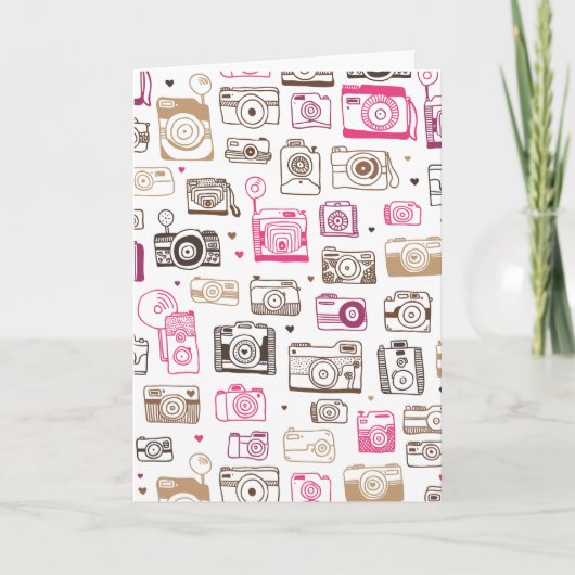 落書きの写真のカメラのヴィンテージカード(中白色塗料を塗って下さい) カード (正面)