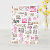 落書きの写真のカメラのヴィンテージカード(中白色塗料を塗って下さい) カード (黄色い花)