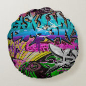 落書きの壁のアーバンアート落書き,アート,壁,グラフィティ,g ラウンドクッション (裏面)
