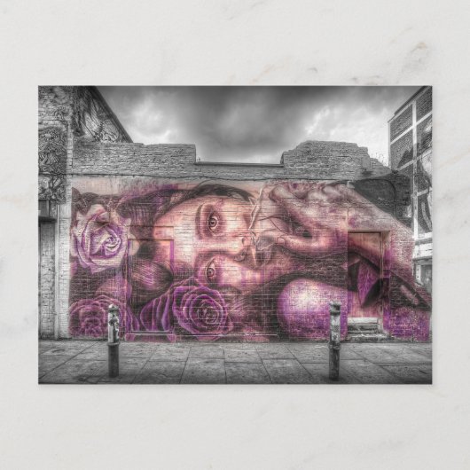 落書きの女の子、Shoreditchロンドン ポストカード (正面)