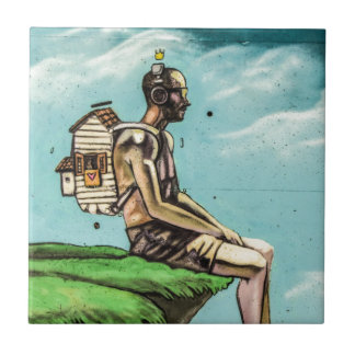 落書きの崖の端 タイル