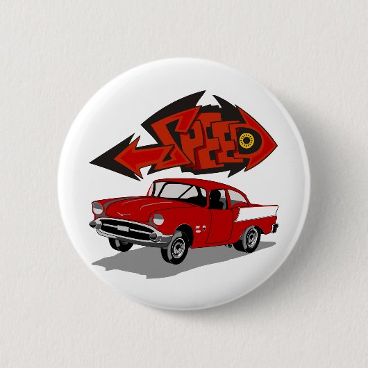 落書きの文字の速度のヴィンテージ1957年のChevy 缶バッジ (正面)