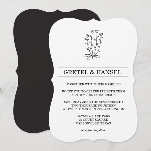 落書きの植物 花 招待状 (正面/裏面)