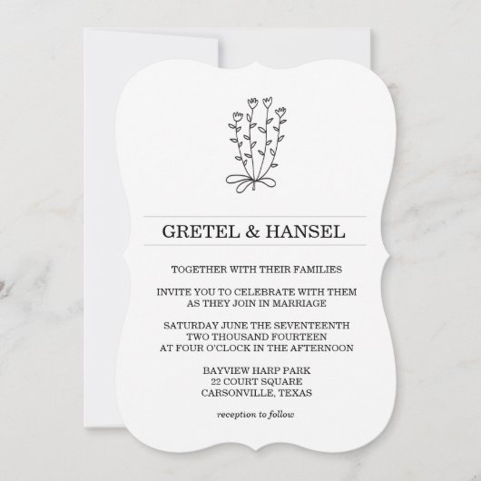 落書きの植物 花 招待状 (正面)