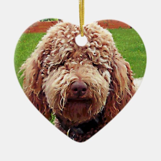 落書きの絵画のハートのオーナメント セラミックオーナメント (正面)