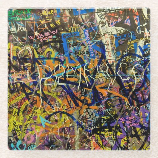 落書きの背景 ガラスコースター (正面)