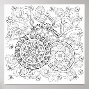 落書きの花および曼荼羅2 ポスター