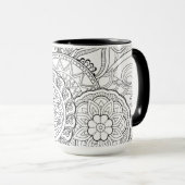 落書きの花および曼荼羅 マグカップ (正面右)