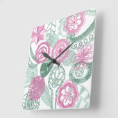 落書きの花 スクエア壁時計 (傾斜)