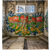 落書きの芸術によって失った断念された建物のシャワー シャワーカーテン (正面)