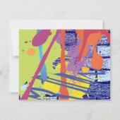 落書きの芸術家のバーのバルミツワーの招待の応答カード 出欠カード (裏面)