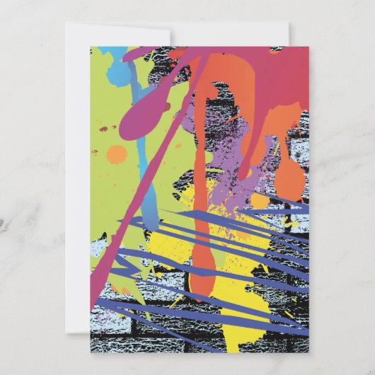 落書きの芸術家の女の子のバルミツワーの招待状 招待状 (裏面)