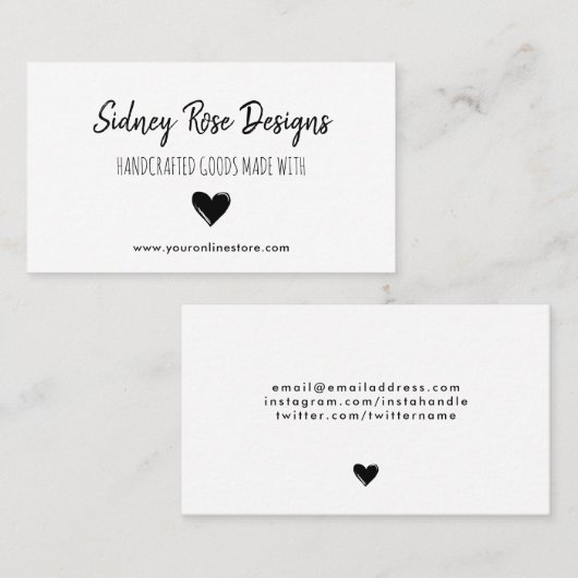 落書きの黒ハート手作り品 名刺 (正面/裏面)